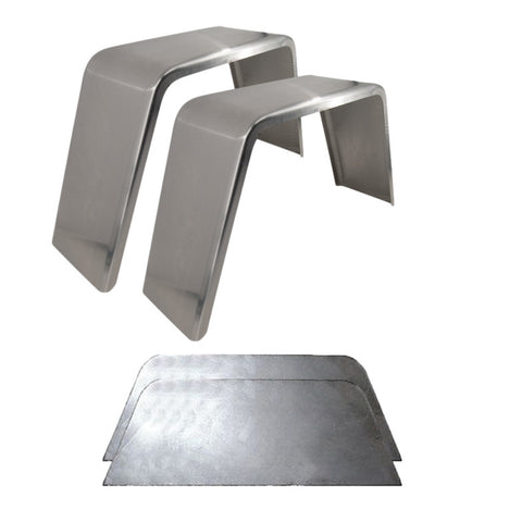 Smooth Aluminum | Flat Top Fender | 32"L x 10"W x 15"H | for Single Axle Trailer | 2 Pack of Fenders w/Fender Backs Kit