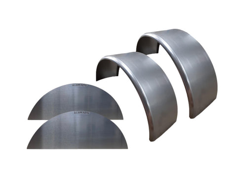 Smooth Aluminum | Round Top Fender | 32"L x 10"W x 15"H | for Single Axle Trailer | 2 Pack of Fenders w/Fender Backs Kit