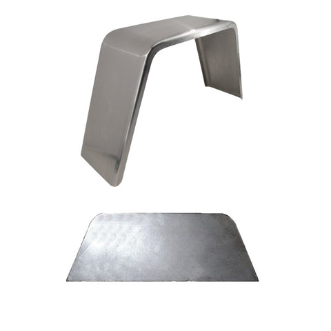 Smooth Aluminum | Flat Top Fender | 32"L x 10"W x 15"H | for Single Axle Trailer | Single Fender w/Fender Back Kit