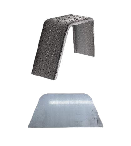 Diamond Plate Steel | Flat Top Fender | 34"L x 10"W x 17"H | for Single Axle Trailer | Single Fender w/Fender Back Kit