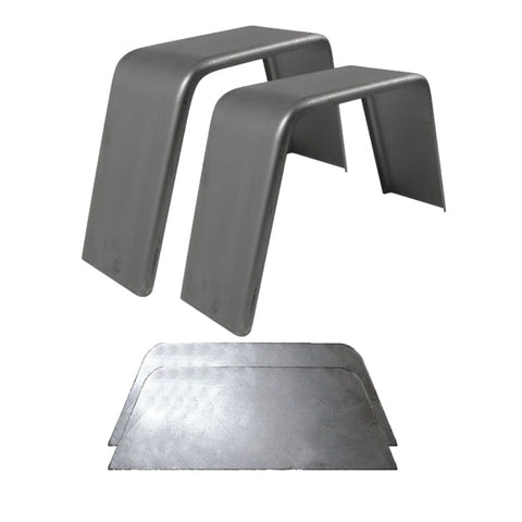 Smooth Steel | Flat Top Fender | 34"L x 10"W x 17"H | for Single Axle Trailer | 2 Pack of Fenders w/ Fender Backs Kit
