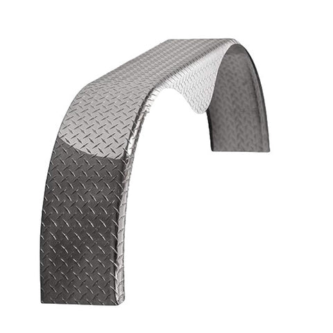 Diamond Plate Aluminum | Tandem Teardrop Fender | 72"L x 9"W x 20"H | for Double Axle Trailer