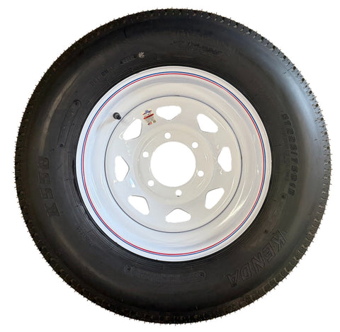 Kenda Loadstar | ST225/75D15 | Trailer Tire | White Spoke | Load Range D | 6 on 5.5" Bolt Pattern