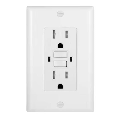 15A GFCI Outlet with Wall Plate | Tamper-Resistant Safety Receptacle | White | 18GFCIWT