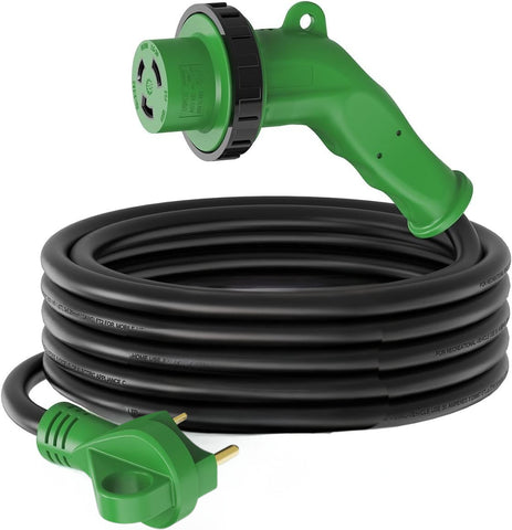 30 Amp RV Extension Cord 15' | 135° Twist-Lock Plug | Heavy-Duty RV Power Cable | TEC3015HL-135D