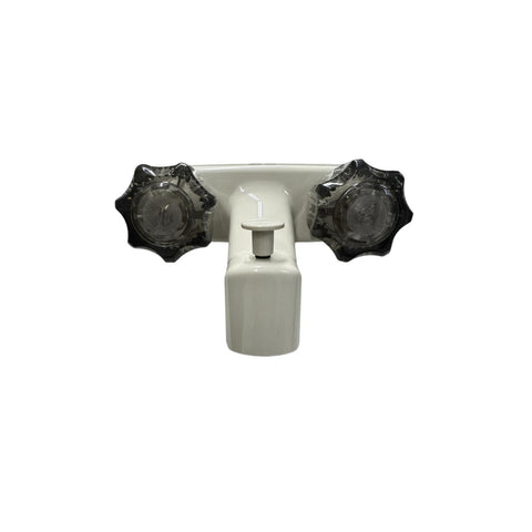 4" Tub & Shower Faucet | Two Smoke Round Handles | Vacuum Breaker | Parchment Finish