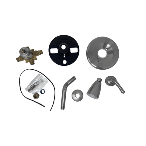 Single Lever Metal Shower Valve & Shower Kit | Pressure Balancing | Teapot Handle | Brushed Nickel Finish