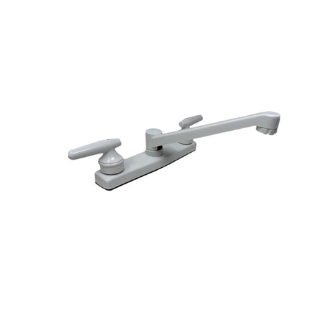 8" White Plastic Kitchen Faucet with Lever Handles