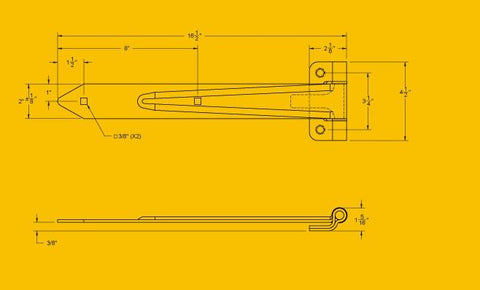 16″ Strap Hinge Rev W/No Offset (82704)