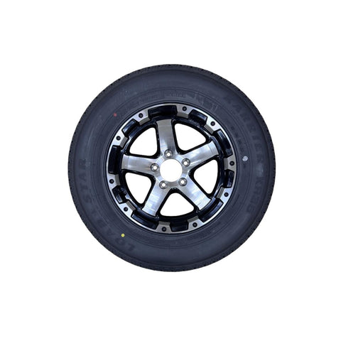 Kenda Loadstar | ST205/75R15 | Aluminum Wheel & Trailer Tire | T08 Black Machined | Load Range D | 5 on 4.5" Bolt Pattern