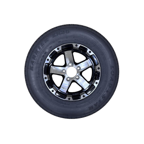 Kenda Loadstar | ST205/75R14 | Aluminum Wheel & Trailer Tire | T08 Black Machined | Load Range D | 5 on 4.5" Bolt Pattern