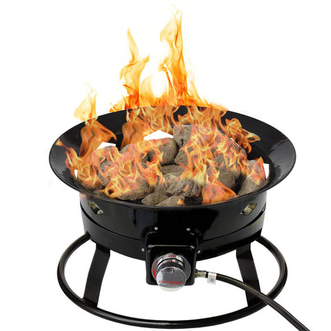 Flame King | Portable 19″ Outdoor Propane Fire Pit Bowl | Self-Igniter, Cover & Carry Straps | FKG6501D