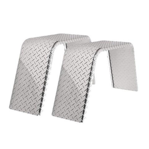 Diamond Plate Aluminum | Flat Top Fender | 28"L x 8"W x 10"H | for Single Axle Trailer | 2 Pack of Fenders