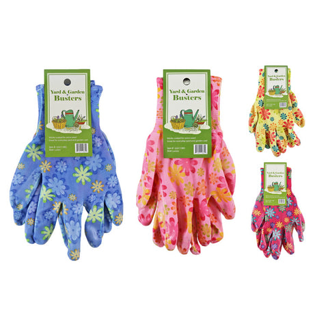 Floral Nitrile Gardening Gloves | Durable Grip & Comfort Fit (Polyester) | 05Y-5113BG