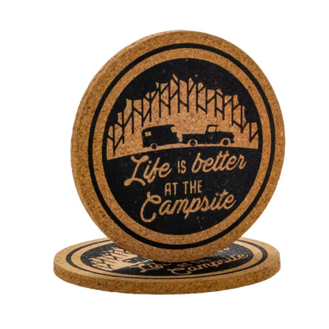 LIBATC Cork Coasters | 2-Pack | Truck & Trailer Design | Absorbent Drink Coasters | 53228