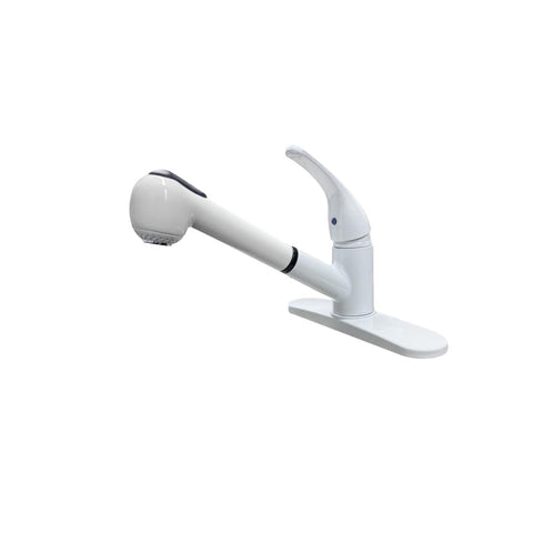 8" White Lever Kitchen Pull Out Spray 1/3 Hole Mount