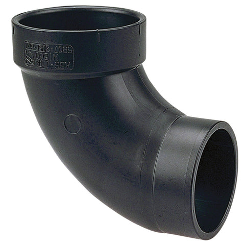 3" Spigot x Hub 90-Degree ABS Elbow