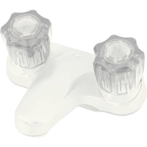 4" Lavatory Faucet W/Clear Handles White (U-YJW77W-E)