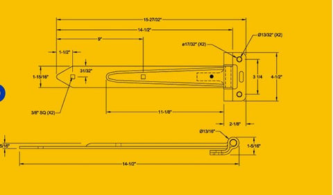 14″ Strap Hinge Rev W/No Offset (82703)
