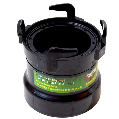Valterra RV Sewer Pipe Adapter | 3" Hub x Bayonet Hooks | Rotating Design | T1028