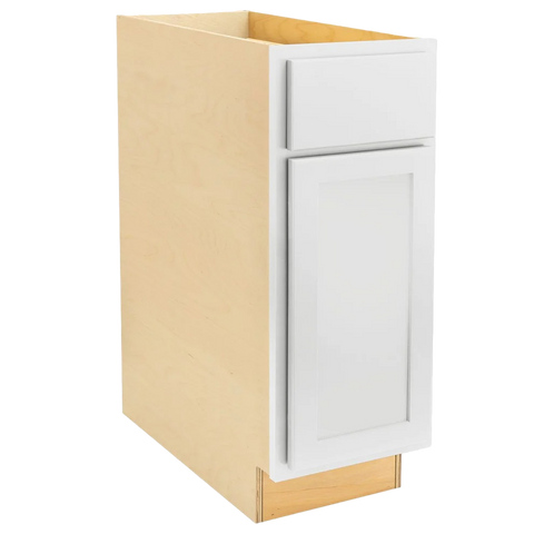 RTA (Ready-to-Assemble) | Pure White Base Kitchen Cabinets - Shaker Style | 100% Hardwood | Made in America | Soft Close Hardware | (Maple Polar White, 24" D x 18" W x 34.5" H)