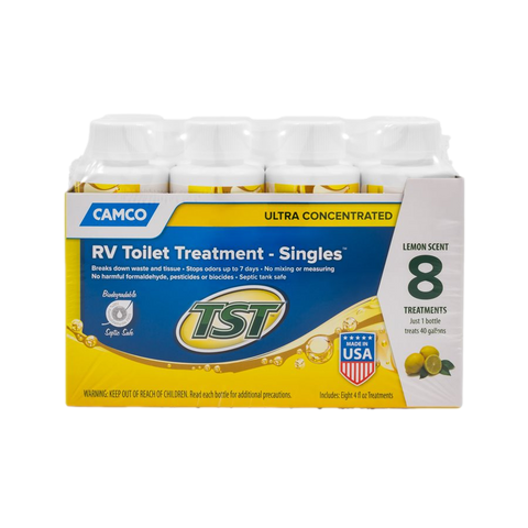 Item #: 41571
The TST Lemon RV Toilet Treatment helps control unwanted odors and break down waste and tissue in your black water holding tank. The easy to use liquid formula contain a special chemical that helps break down waste, and a blend of...