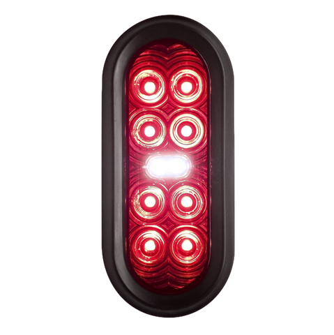 6" Oval LED Stop Tail Turn Reverse - Grommet Mount w/6" Amp Pigtail (T70-RW0T-1 Kit)