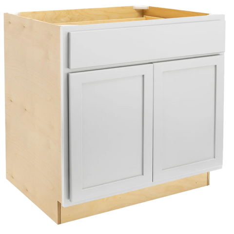 RTA (Ready-to-Assemble) | Pure White Base Kitchen Cabinets - Shaker Style | 100% Hardwood | Made in America | Soft Close Hardware | (Maple Polar White, 24" D x 36" W x 34.5" H)