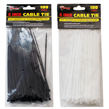 6" Cable Tie (Black/White) 100Pc  (2221234)