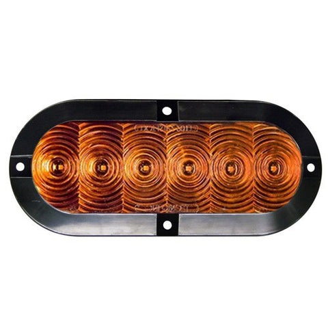 6" Oval 6 LED Turn Dual Intensity Surface Mount Amber Lens Tri-Pole (T66-AAST-1 Kit)