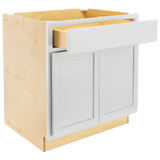 RTA (Ready-to-Assemble) | Pure White Base Kitchen Cabinets - Shaker Style | 100% Hardwood | Made in America | Soft Close Hardware | (Maple Polar White, 24" D x 36" W x 34.5" H)