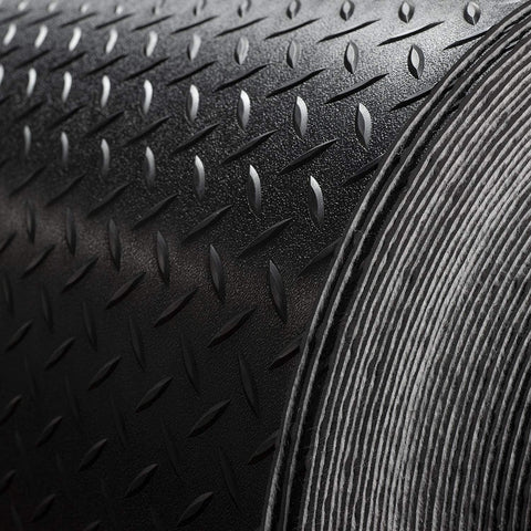 8'2" Wide | Diamond Plate Rubber Flooring | Black |