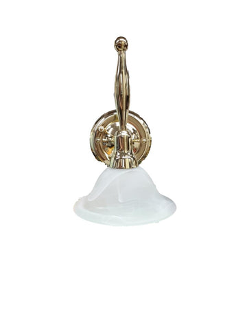Indoor RV Wall Sconce  Large White Frosted Gold Circle Base
